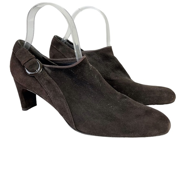 STUART WEITZMAN Chocolate Brown Genuine Leather Suede High Heels Shoes 9.5 W - Picture 1 of 16